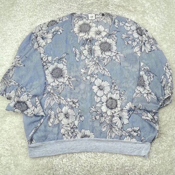 Cabi Sirena Floral Striped Dolman Blouse Top Sheer - Picture 2 of 10